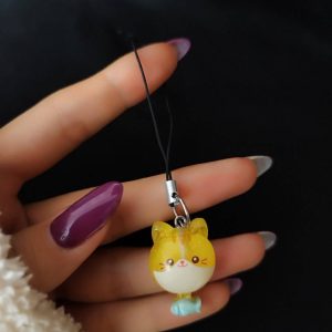آویز موبایل طرح گربه زرد