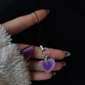 آویز موبایل قلب یخی بنفش