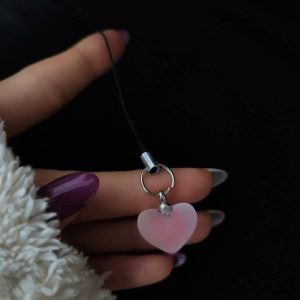 آویز موبایل قلب یخی صورتی