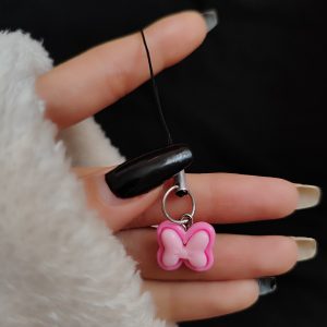 آویز موبایل پروانه صورتی