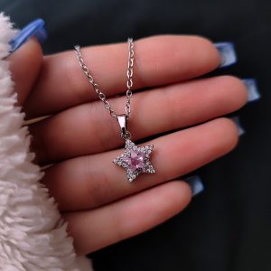 گردنبند ستاره صورتی سوارسکی