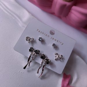 پک گوشواره 3 جفتی پاپیون مشکی