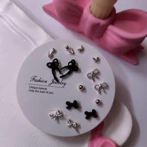 پک گوشواره 7 جفتی پاپیون مشکی