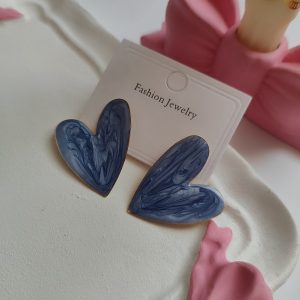 گوشواره میخی قلب آبی آبرنگی