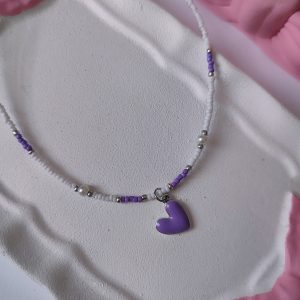 گردنبند چوکر تابستونی قلب بنفش