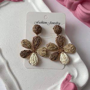 گوشواره کنفی طرح گل کرم