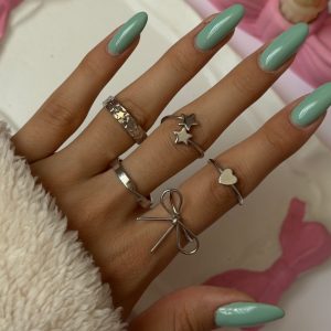 پک انگشتر 5 تایی نقره ای