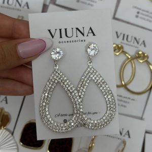 گوشواره جواهری فول نگین اشکی