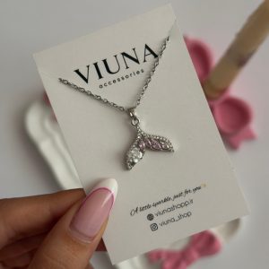 گردنبند دم وال سوارسکی صورتی